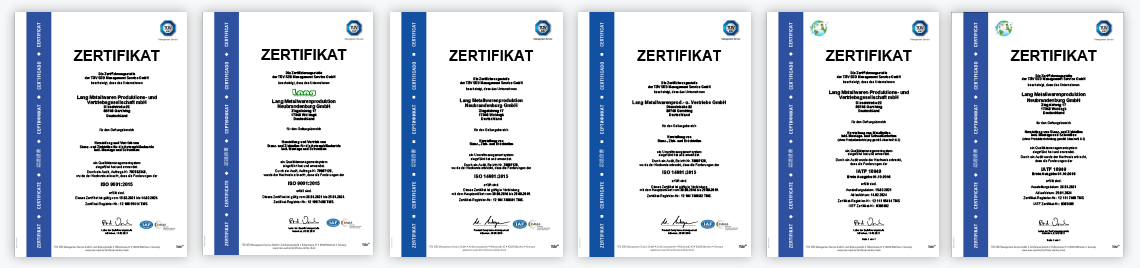Zertifiziertes Qualittätsmanagement und Umweltmanagement für den Geltungsbereich Stanzteile, Ziehteile und Drückteile